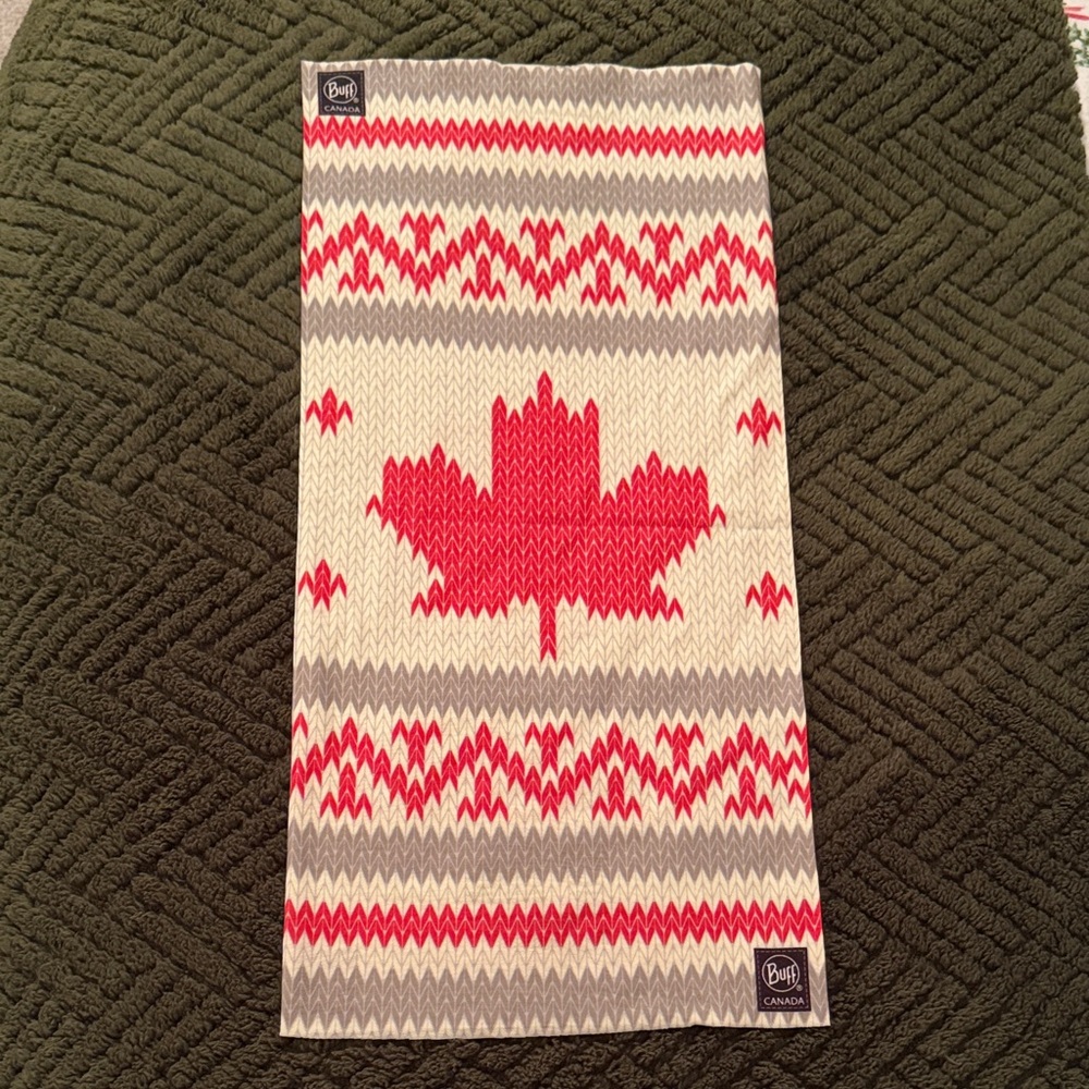 Buff Red and Gray Scarf with Maple Leaf
